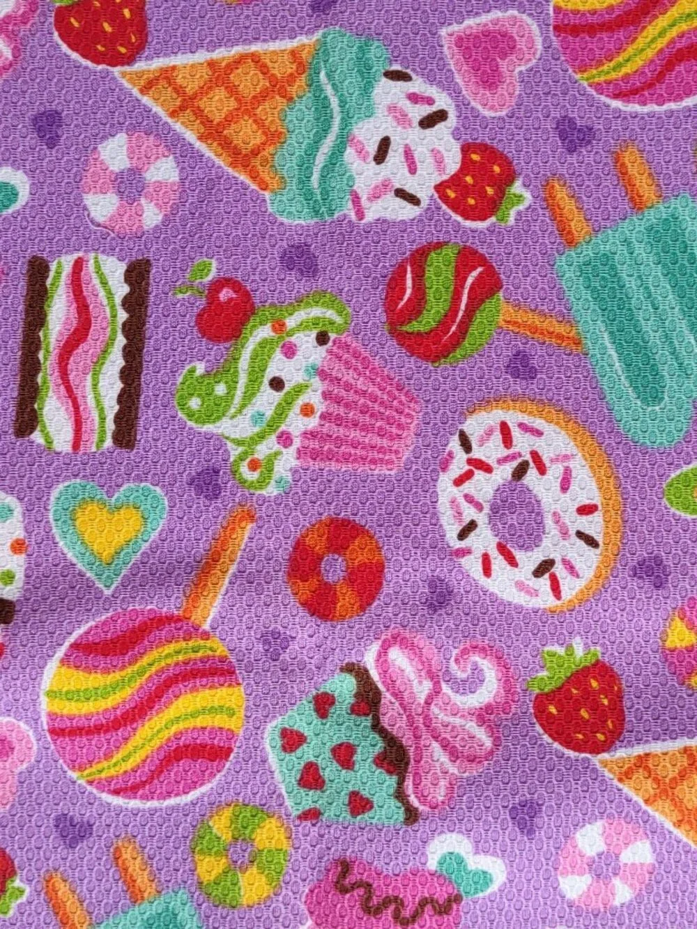NEW 2.5 Yards Sewing Craft Fabric Textured Cotton Sweet Treats Possibly Vintage